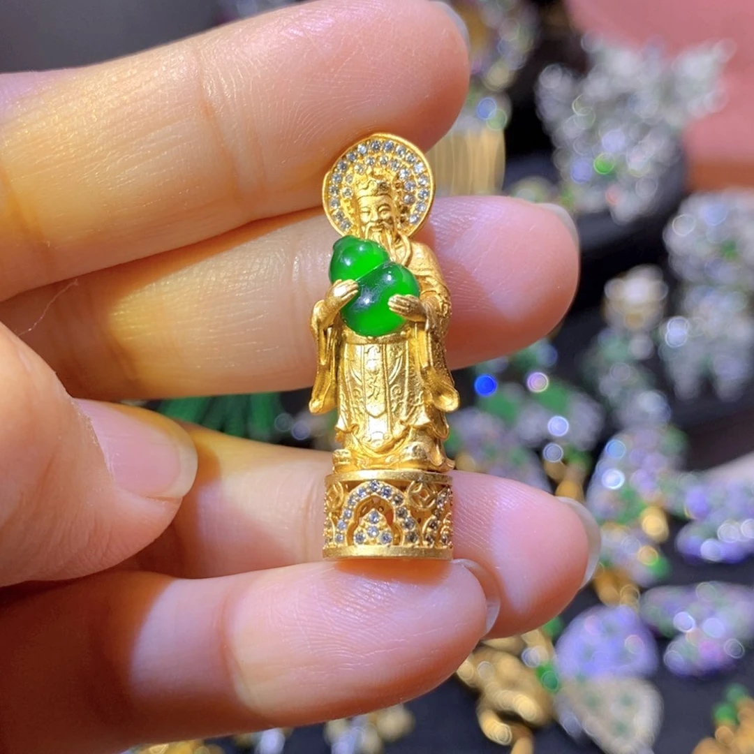 吊坠(不含链)银S925镶嵌翡翠