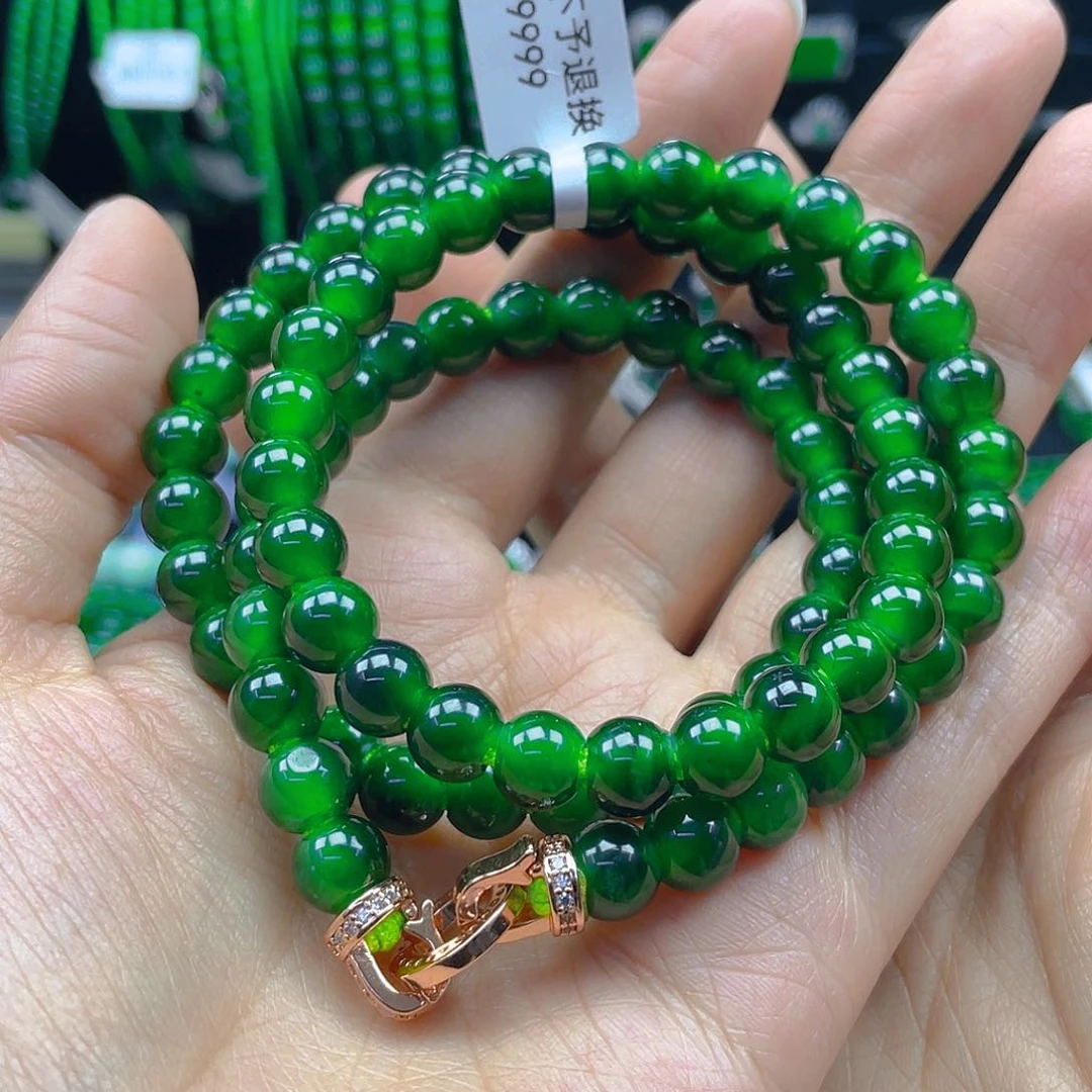 翡翠颈饰未镶嵌天然A货翡翠卡8辣绿