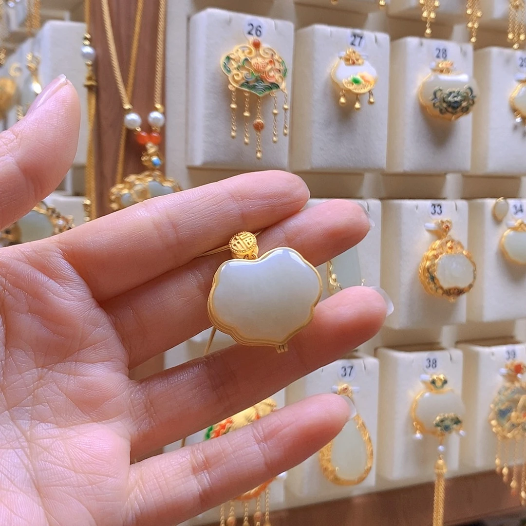 和田玉银S925镶嵌颈饰