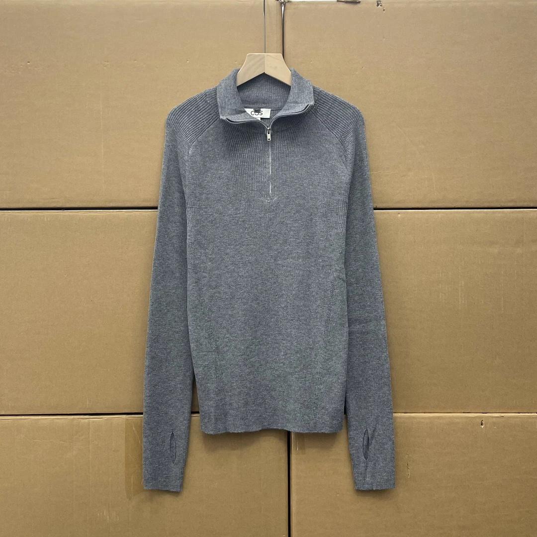 非沅！！早秋半拉链修身显瘦显瘦羊毛翻领针织打底衫百搭高领毛衣女