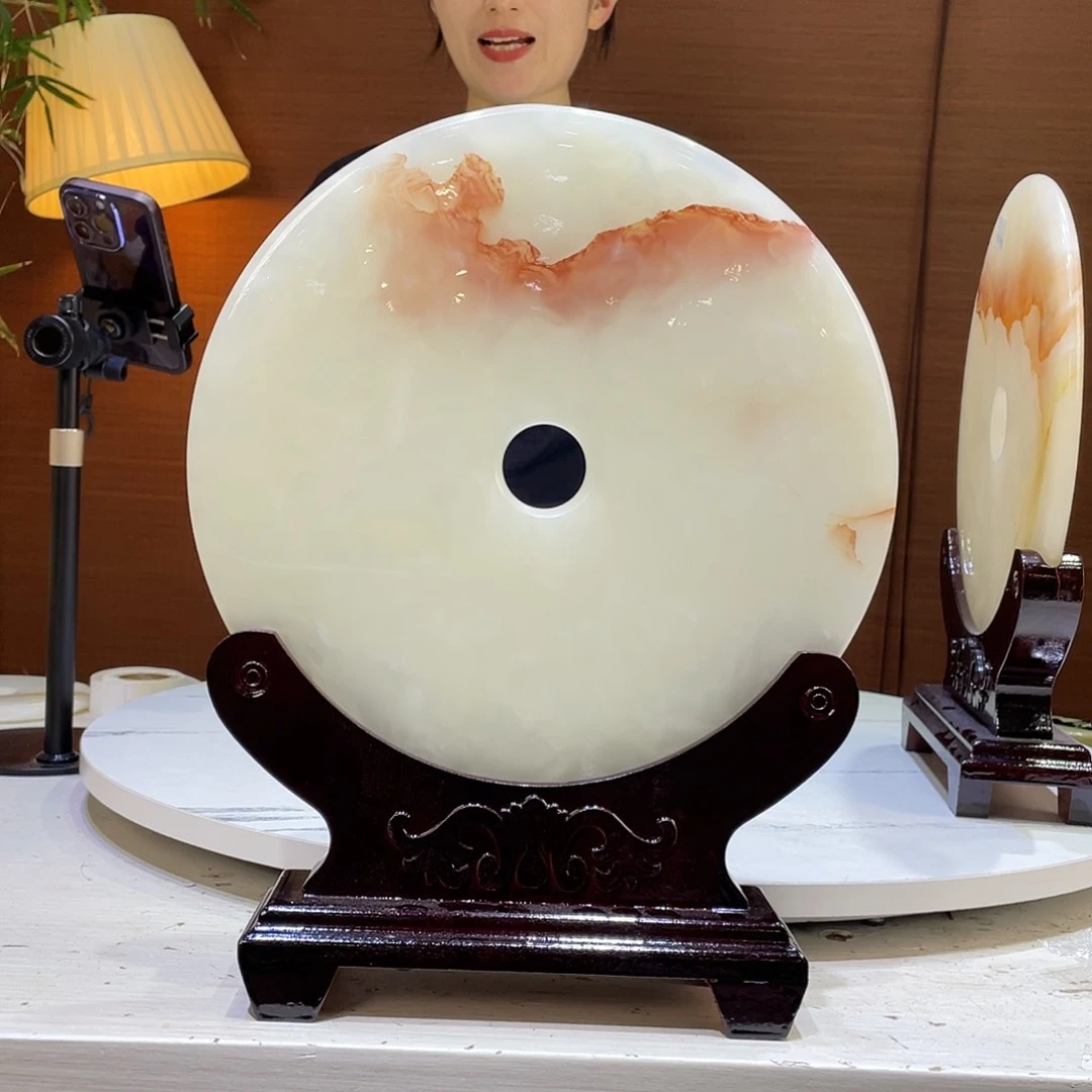 砖雕巨****）精品天然玉石平安扣摆件