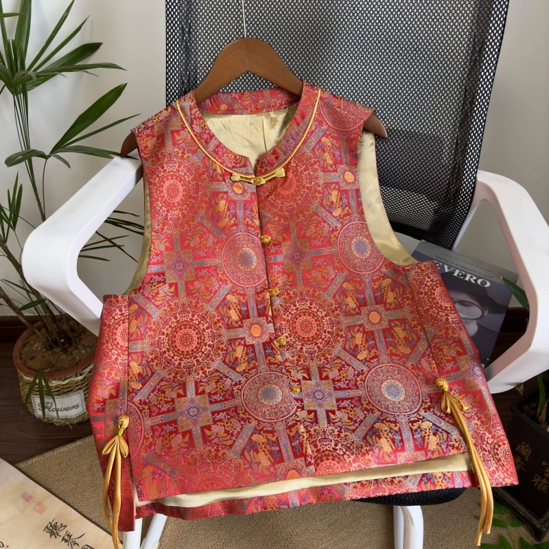 【若红颜】2025春款新中式马夹新年红洋气时尚本命年红休闲穿搭坎肩