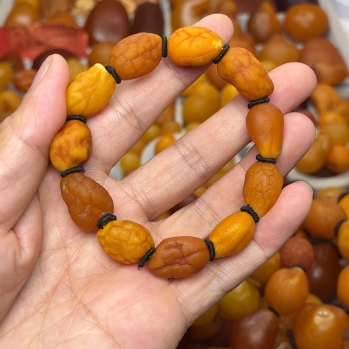 裸石琥珀未镶嵌天然蜜蜡手串