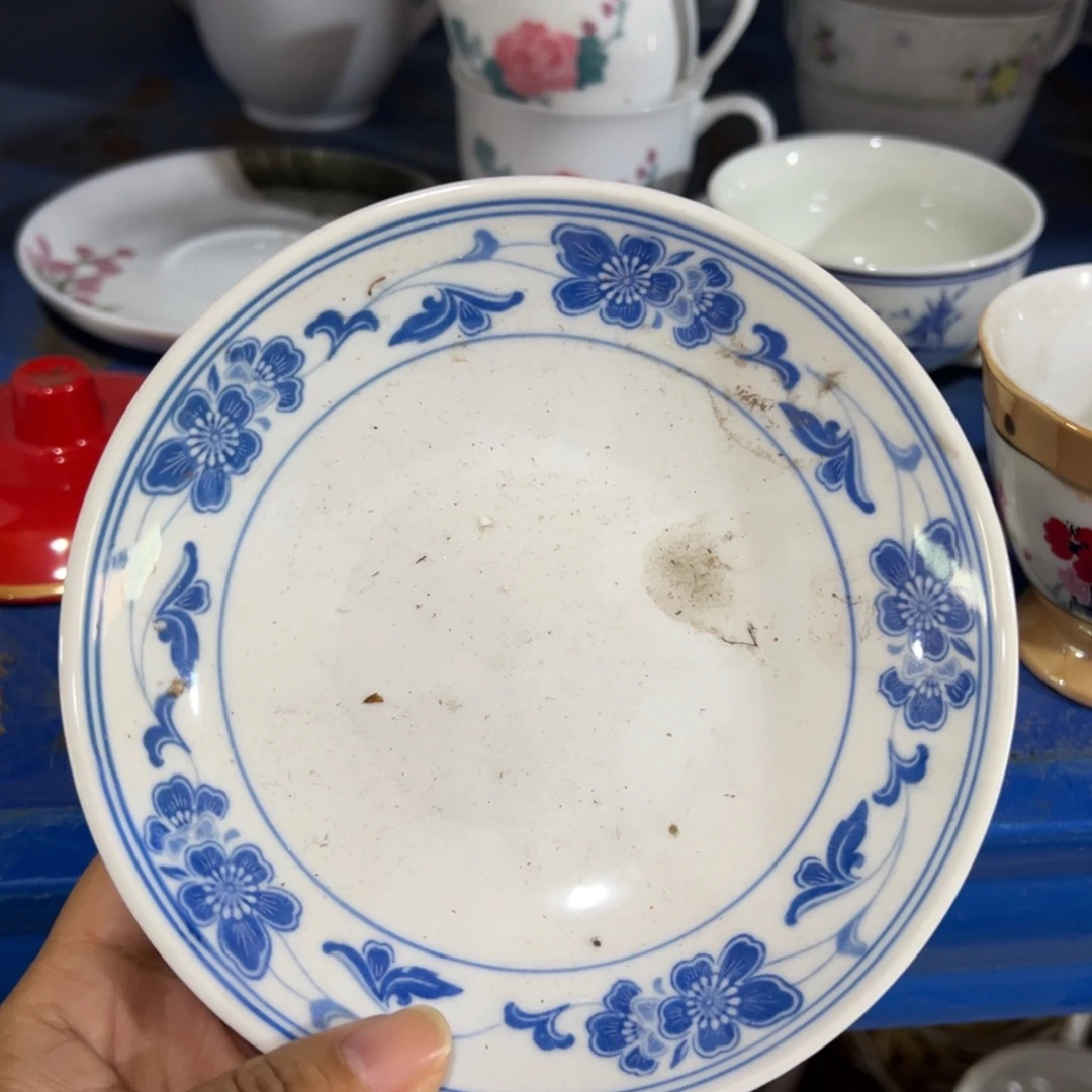 醴陵高温瓷群力14厘米窝盘微瑕