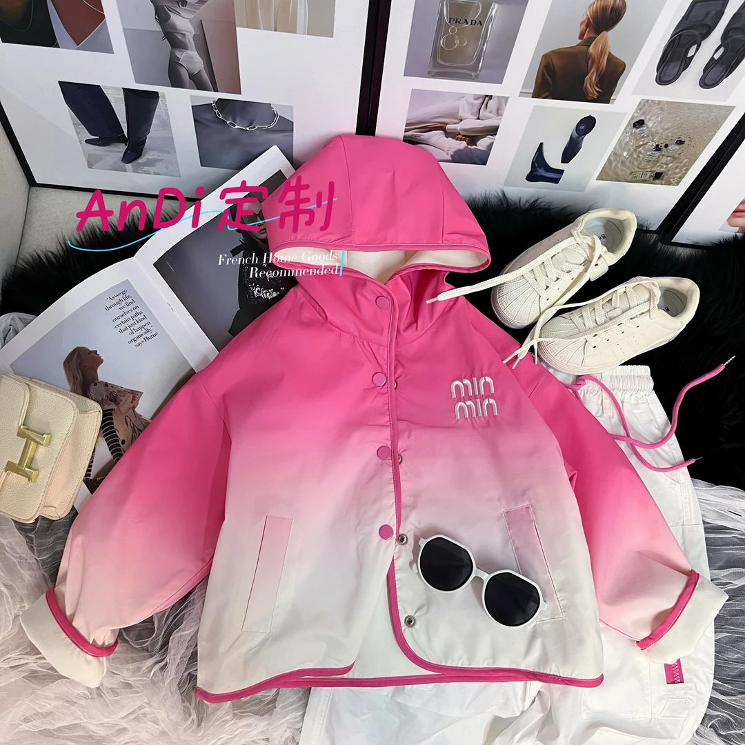 〖ANDI〗订制春季新款女童中大童双面穿单排扣休闲时尚连帽外套3711