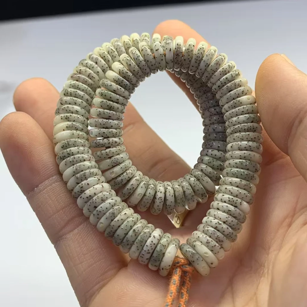 【会珠】10mm薄切扇面型正月留白冰润石玉料星月菩提