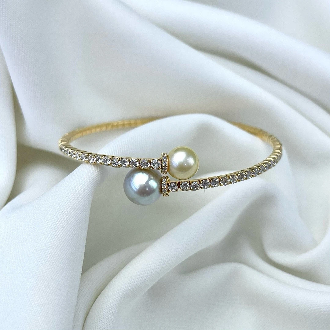 S925海水珍珠akoya双珠手镯-7-8mm多样性发其一)