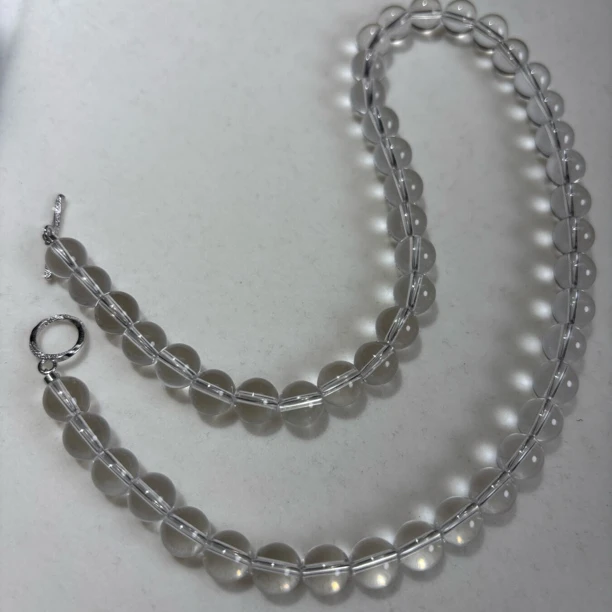 天然双A白水晶项链s925银扣头