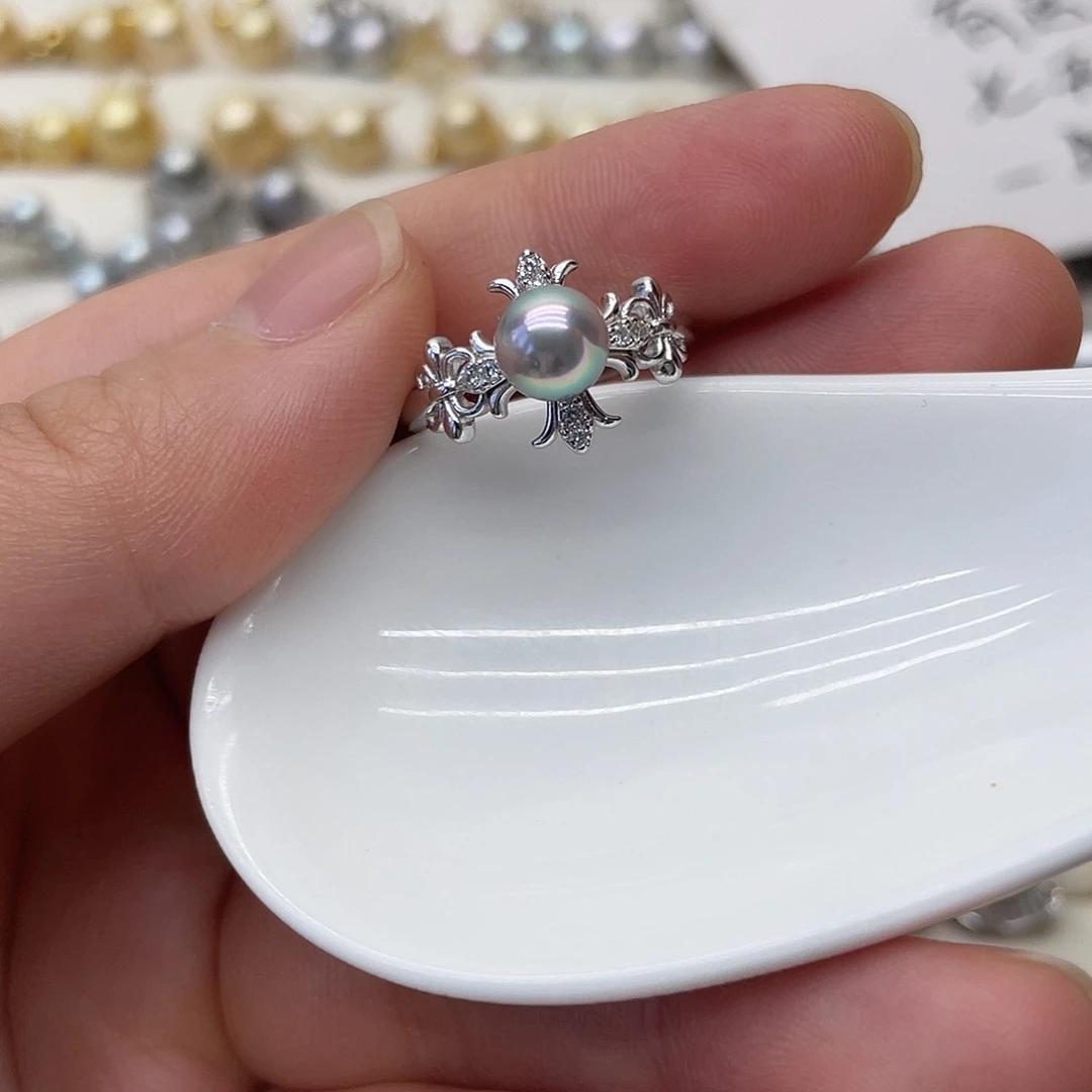 海水珍珠戒指银S925镶嵌