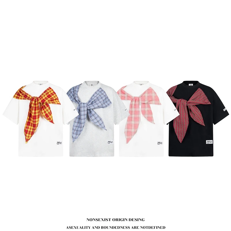 NONSEXIST 原创国潮韩系学院风假两件短袖T恤男女慵懒风宽松半袖