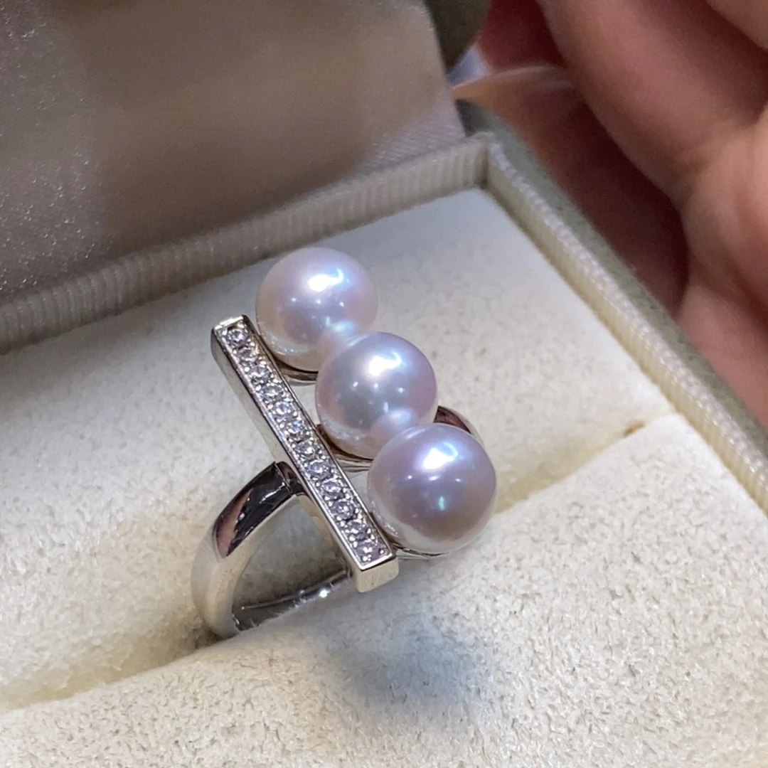 淡水珍珠戒指银S925镶嵌