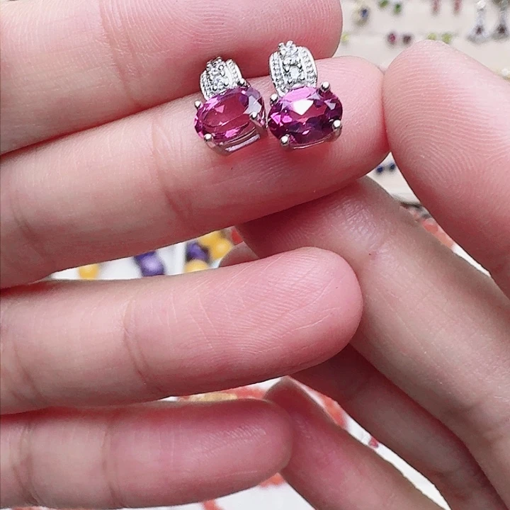 托帕石耳饰银S925镶嵌耳钉A18