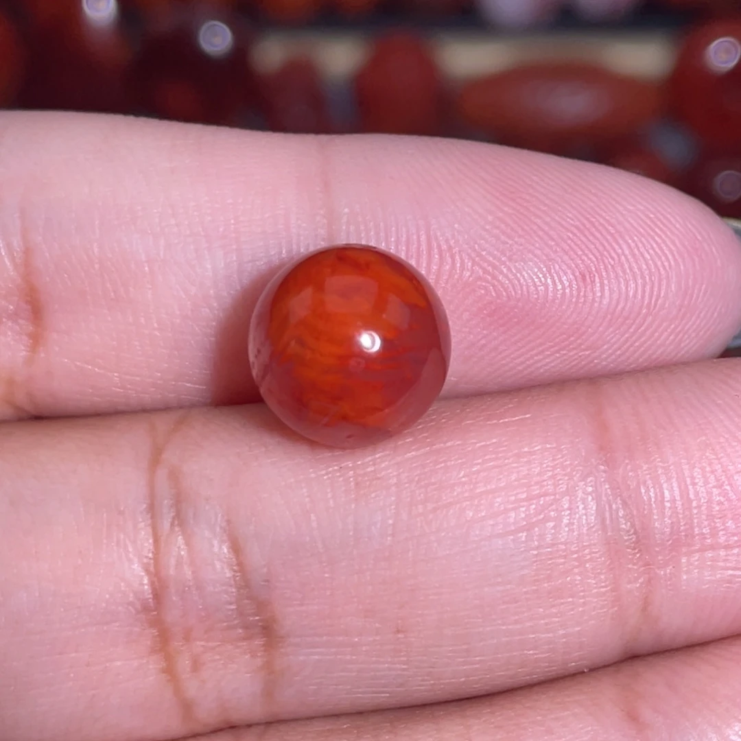 南红玛瑙未镶嵌瓦西圆珠卡10.7