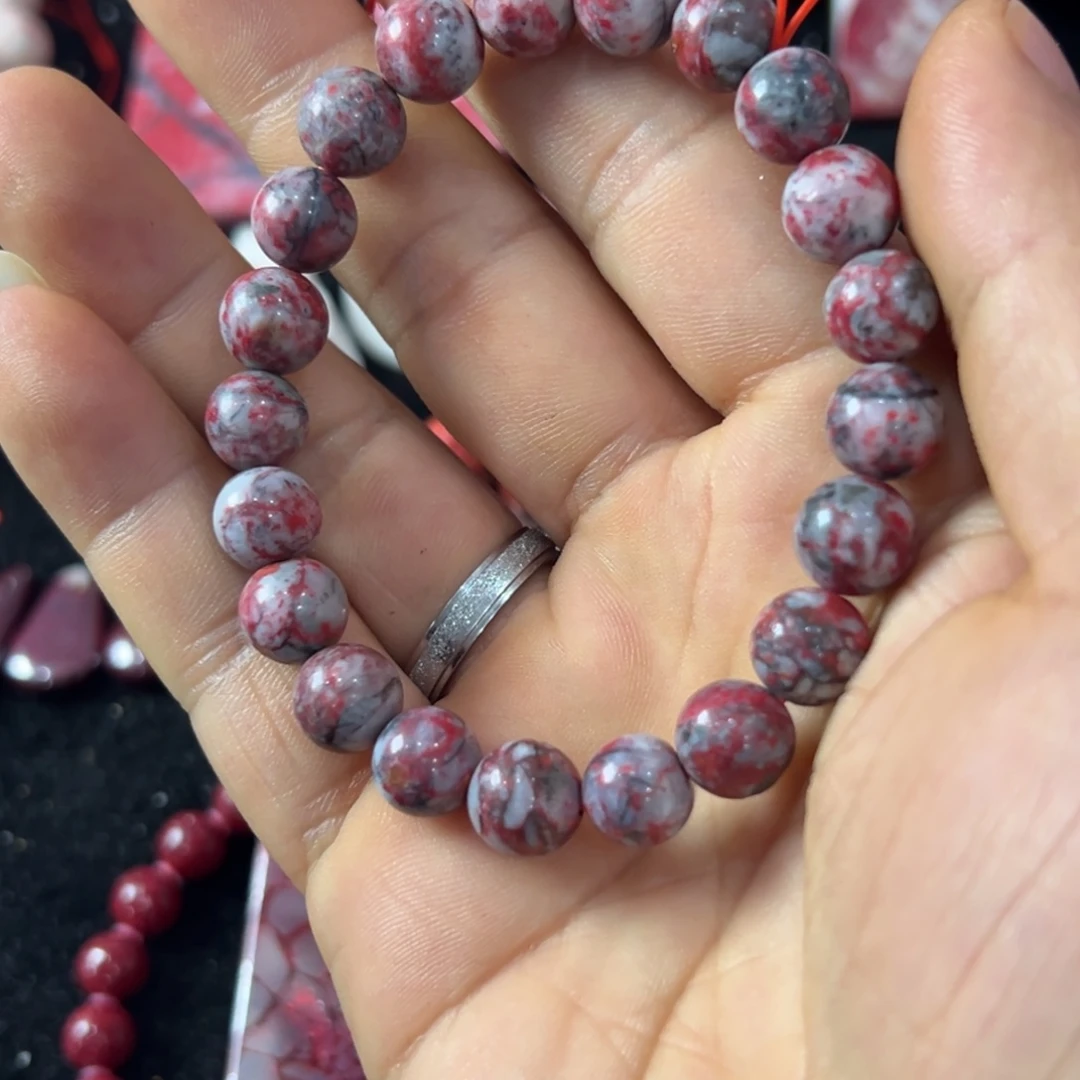 天然辰砂原石手串