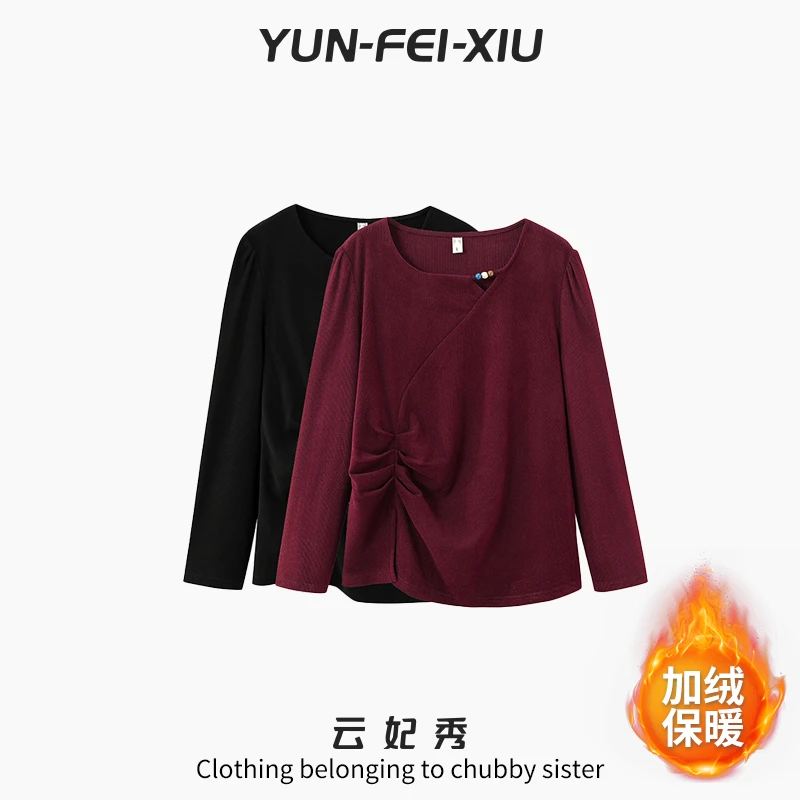 云妃秀大码女装针织衫时尚休闲胖妹妹显瘦加绒气质日常冬季28187