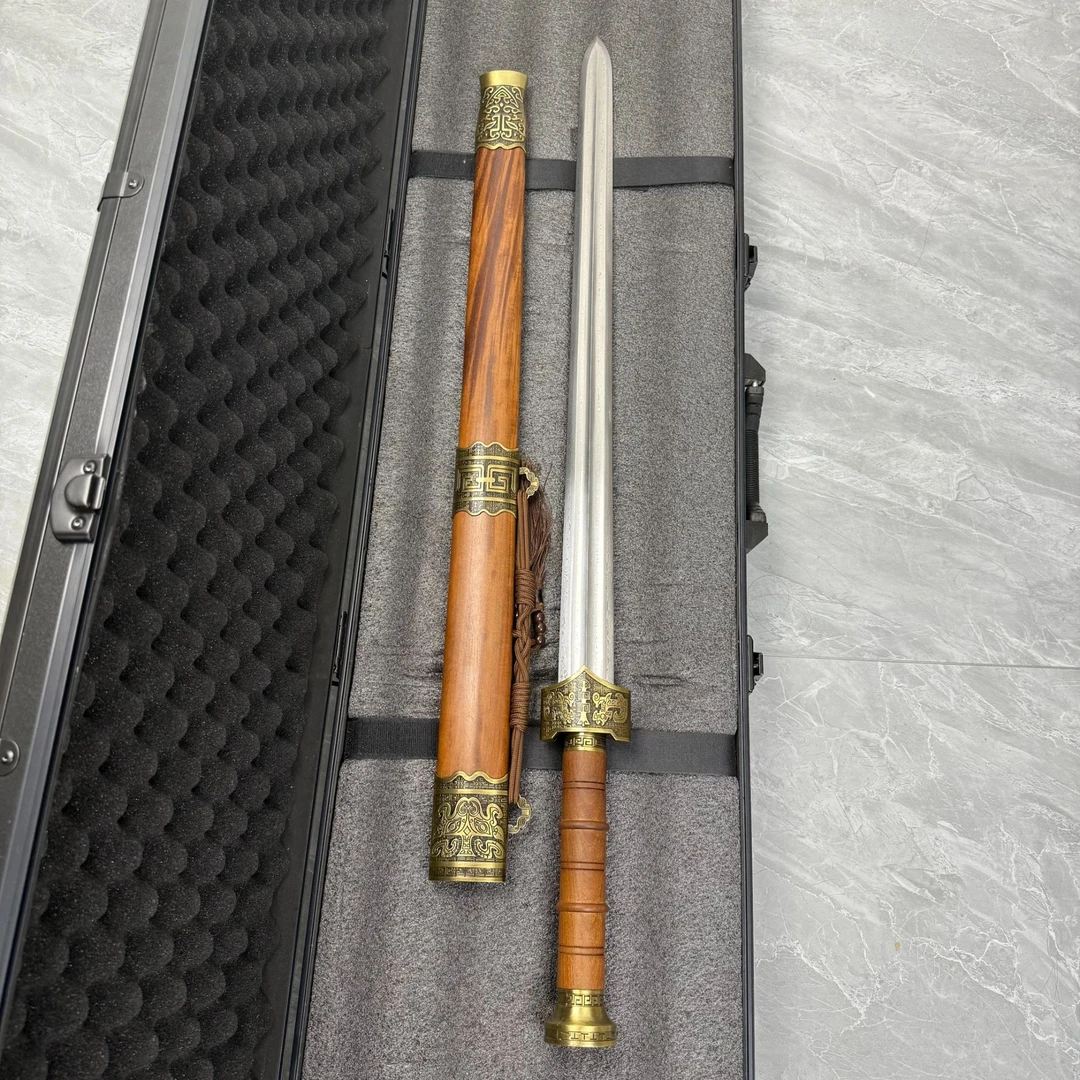 【龙泉振天刀剑】赵云剑双槽百炼折叠花纹钢花梨木宝剑冷兵器未开刃