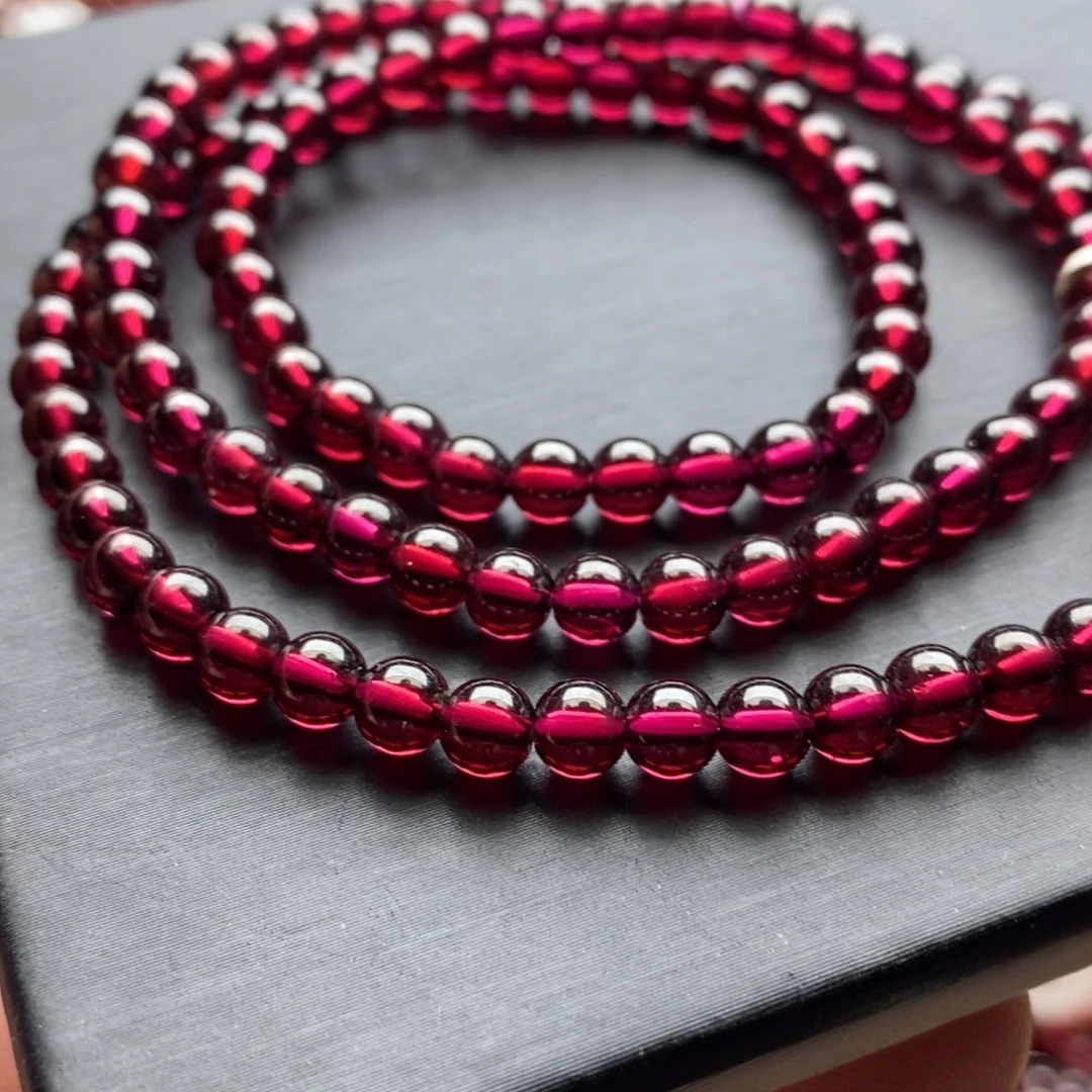 手链石榴石未镶嵌4.8mm毕业级偏玫红色