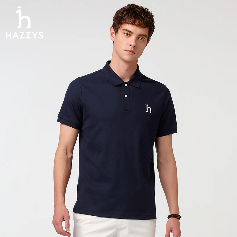 Hazzys哈吉斯夏季短袖商务休闲纯色Polo衫运动男士简约时尚T恤
