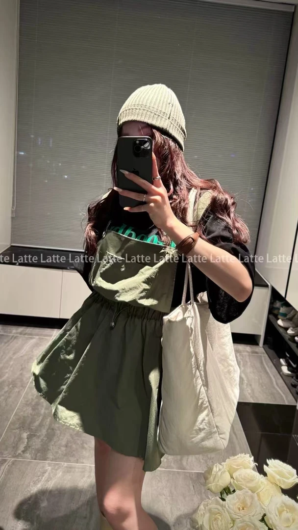 LATTE新款 减龄洋气的松紧腰休闲背带裙