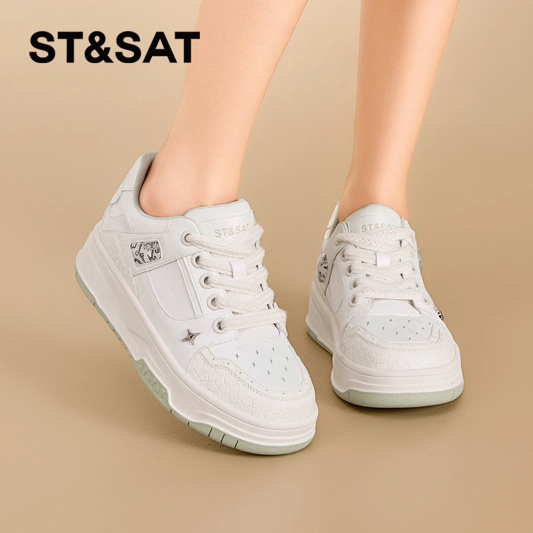 ST&SAT/星期六时尚新款潮款小白鞋2025新款休闲板鞋百搭软底女鞋