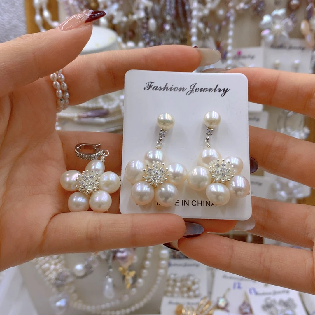 淡水珍珠耳饰合金