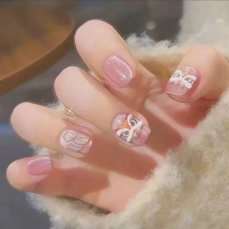【发财醒狮】纯手工穿戴甲美甲渐变猫眼新款流行可反复穿戴甲片