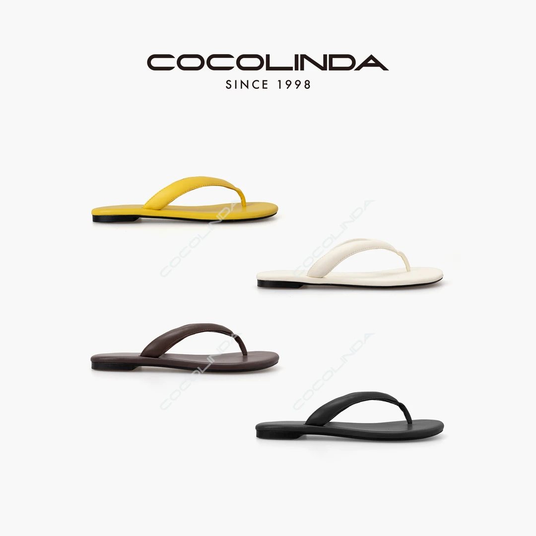 COCOLINDA |牛皮多色平底人字拖沙滩凉拖夹趾拖鞋X2837