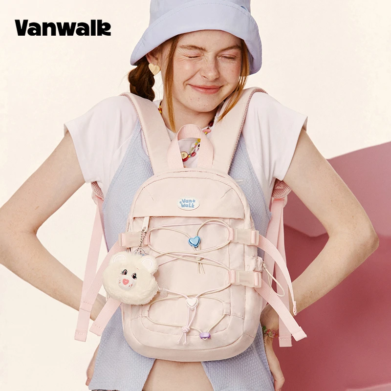 VANWALK双肩包女迷你小书包旅游轻便登山小背包百搭简约电脑包ins