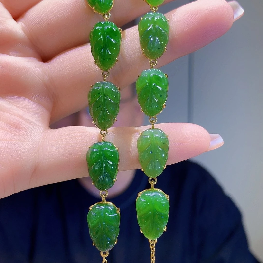 手链银S925镀金镶嵌和田玉（碧玉）