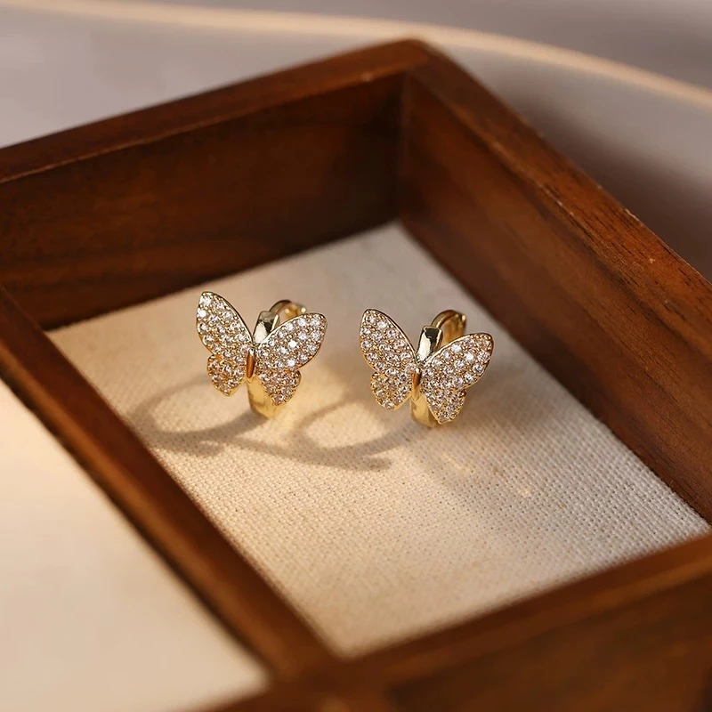 铜合金耳饰 蝴蝶耳环女士高级感气质小众设计时尚耳扣K1929