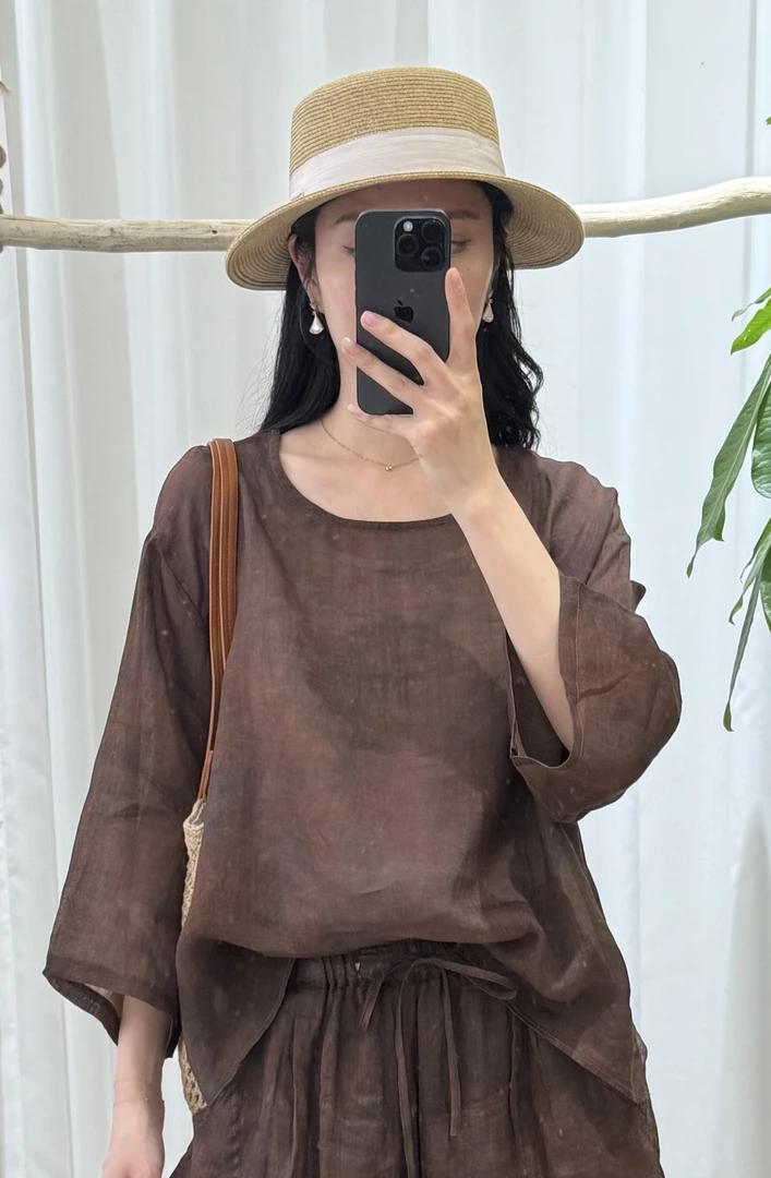 【衣恋 】  纯苎脏染圆领小衫