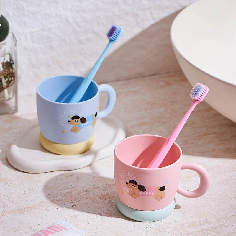 新款牙刷杯儿童可爱学生有手柄萌趣刷牙杯家用狗狗漱口杯洗漱杯