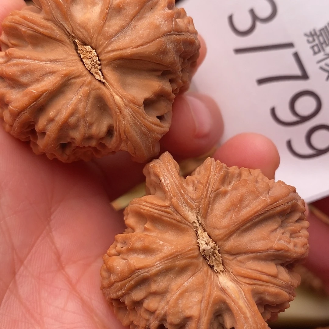 山***对把件文玩核桃42白狮子