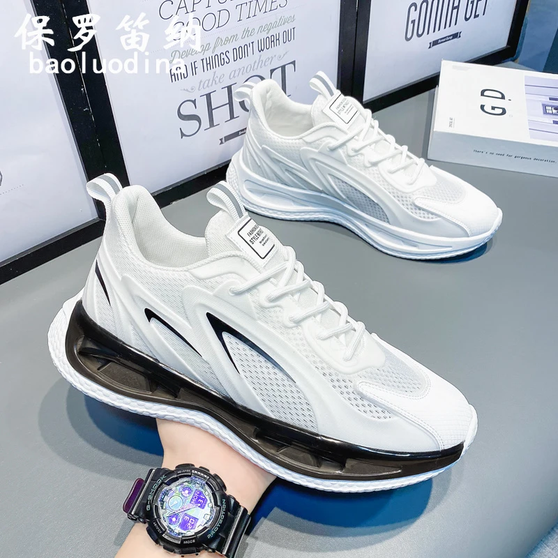 保罗笛纳运动鞋男款夏季休闲椰子2025新款透气耐磨减震白色跑步鞋