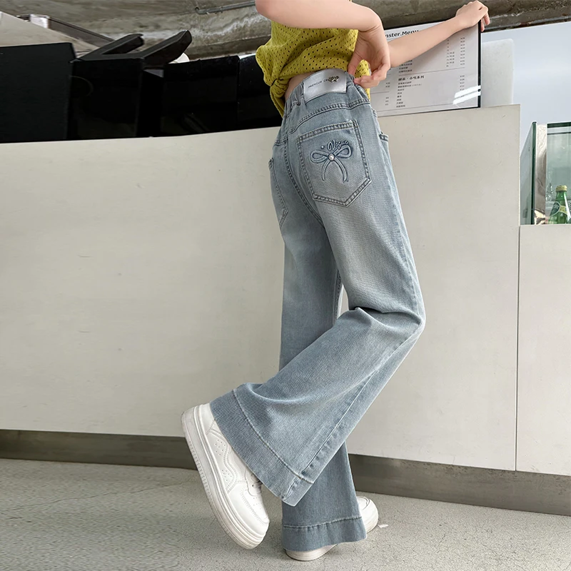 女童喇叭裤春夏款弹力牛仔裤2025新款中大童微喇裤洋气时尚休闲裤