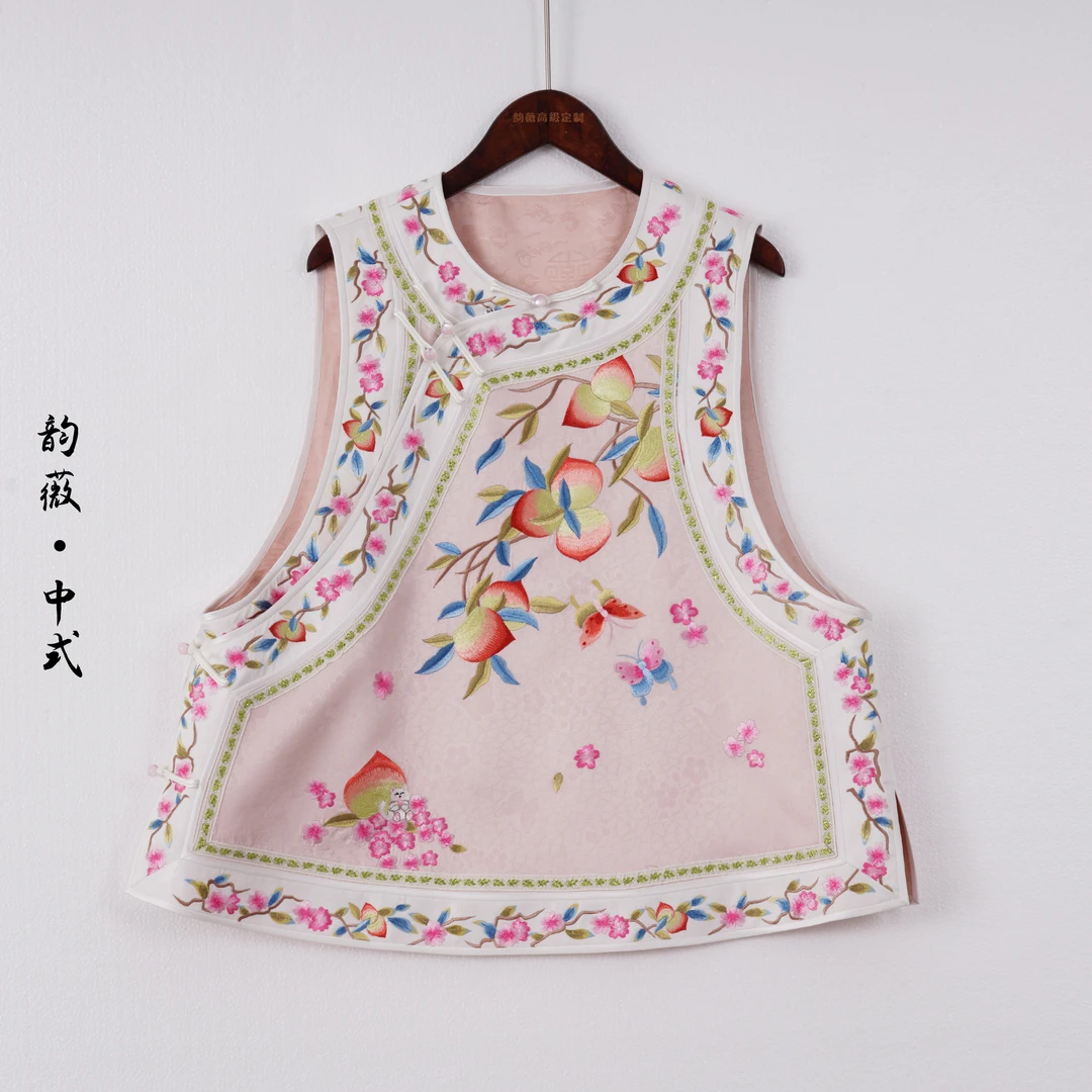 薄款复古刺绣马夹圆领中国风中式上衣马甲10062