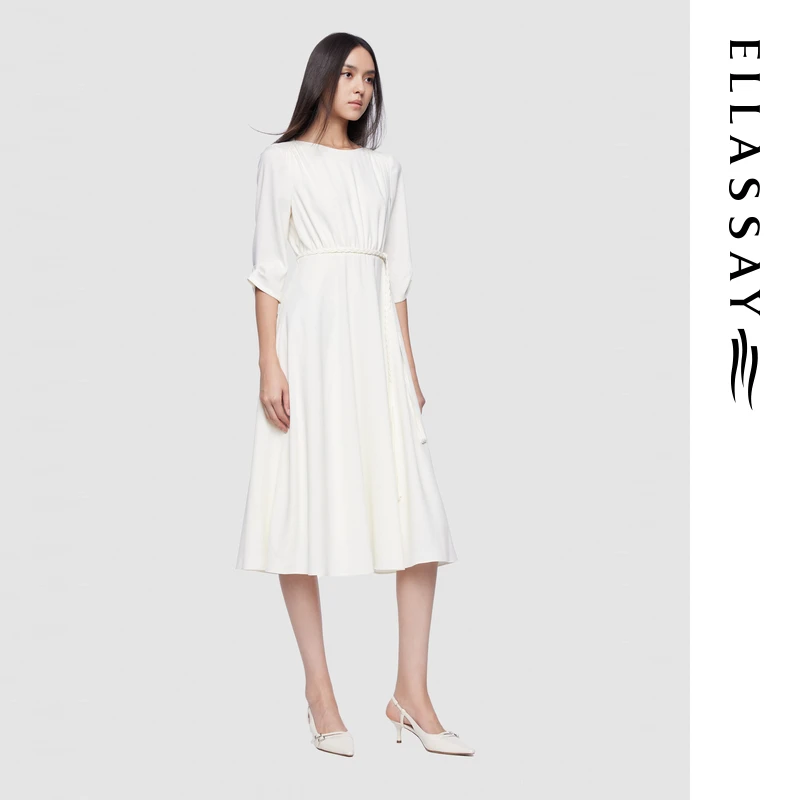 ELLASSAY歌力思2025新款早春欧若智性风中长款连衣裙EWD361Y13500