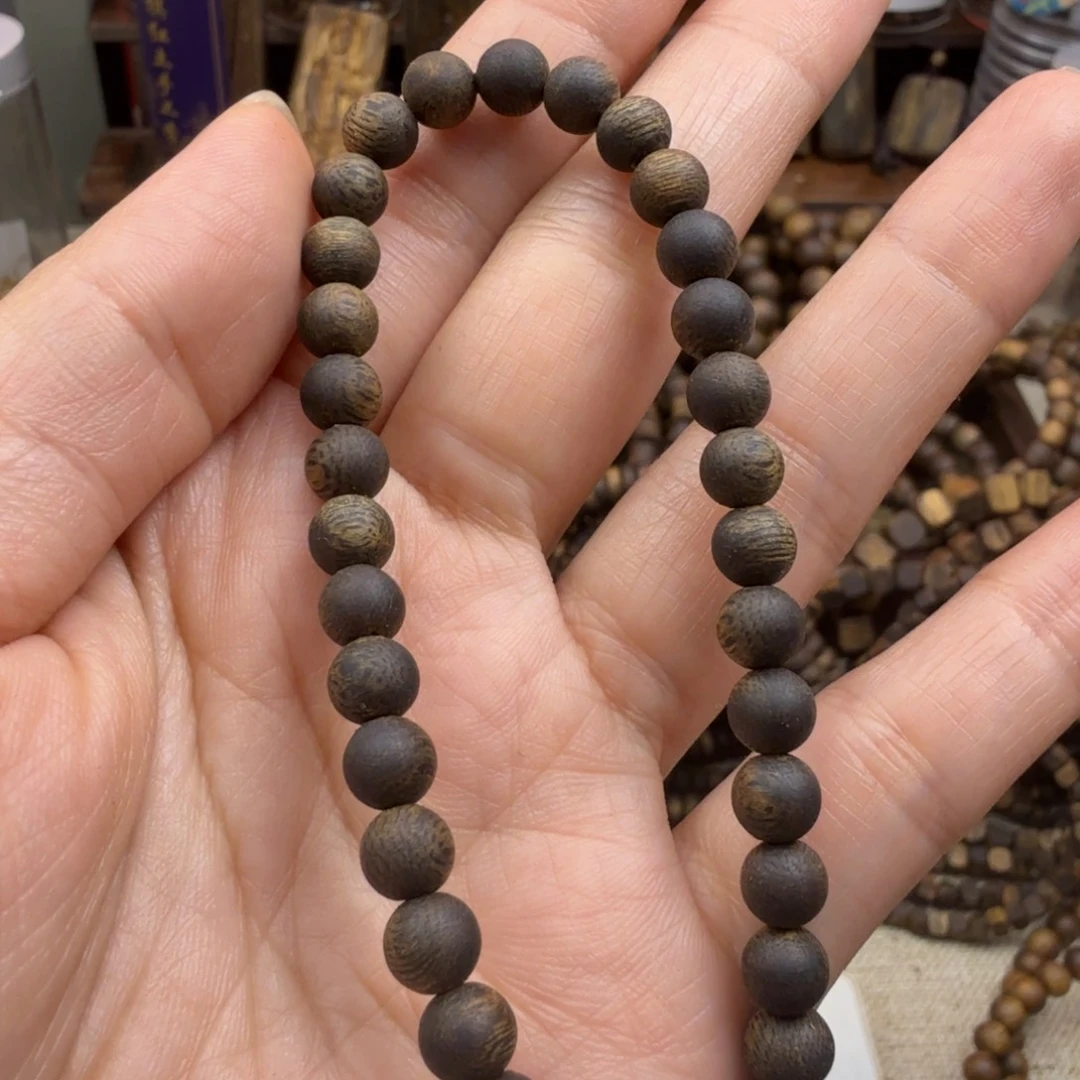 线香沉香碎屑奇楠0.6圆珠单圈沉水31颗珠