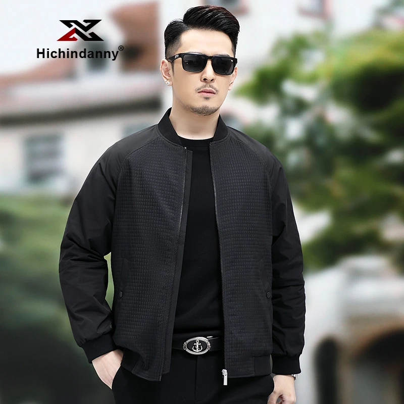 HICHIN棒球领休闲夹克男士春秋季时尚商务修身外套抗皱茄克上衣