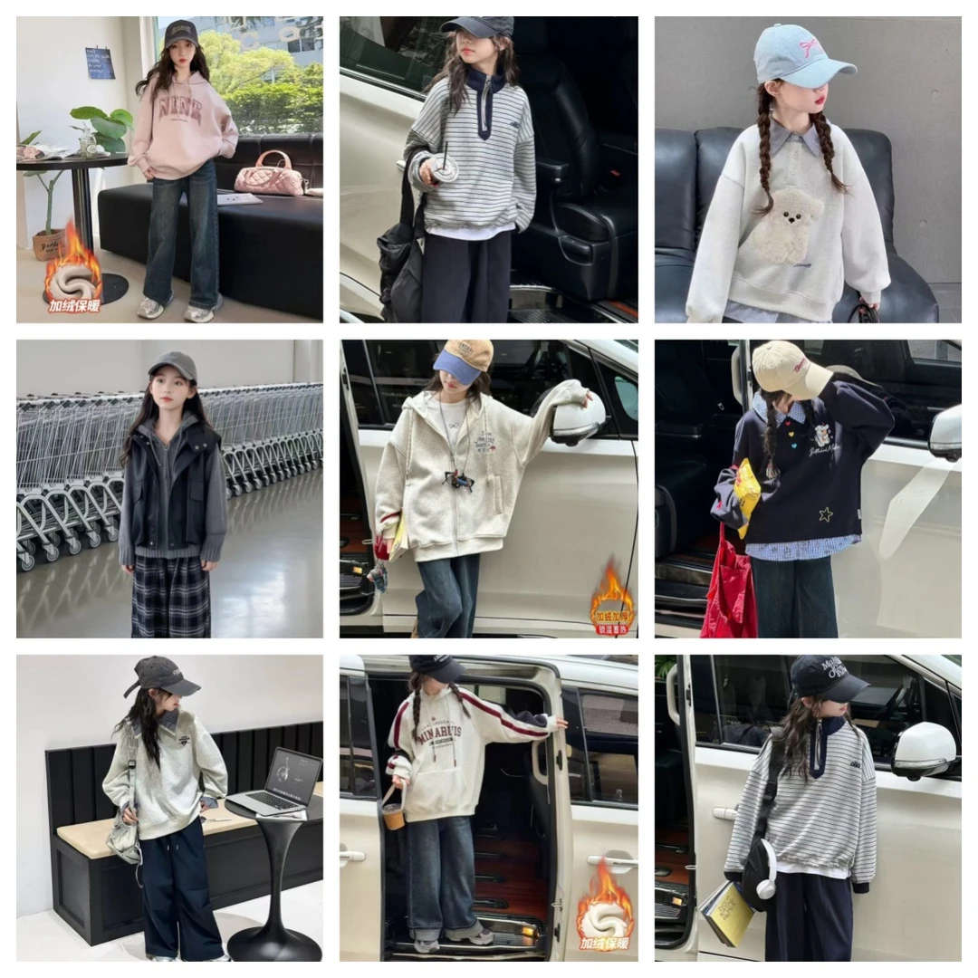 [次日达]4-号冬季女童青少年加绒加厚套装