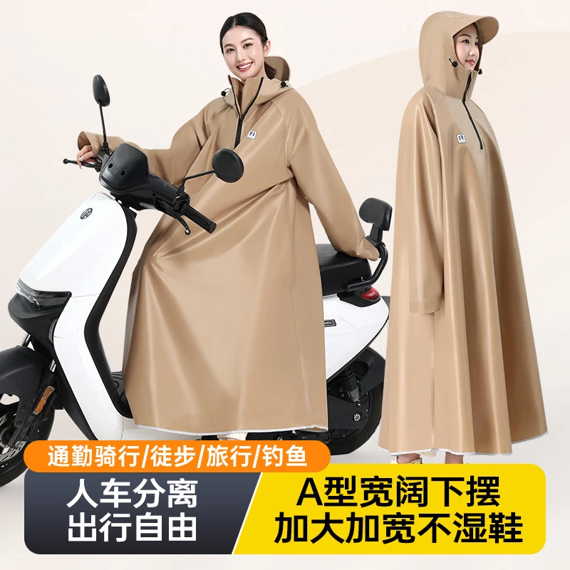 加大加厚全身防雨电动车雨衣男女款成人带袖雨衣