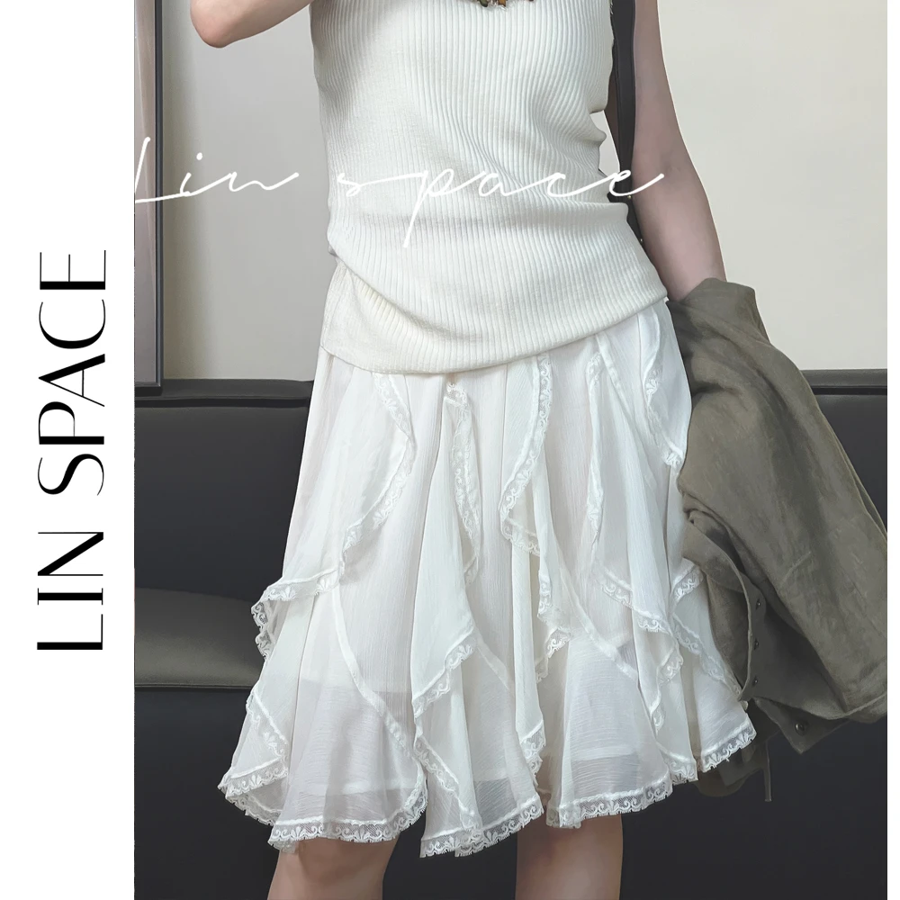 陈陈琳呀【花仙半裙】不规则重工蕾丝花边拼接半身裙设计感短裙