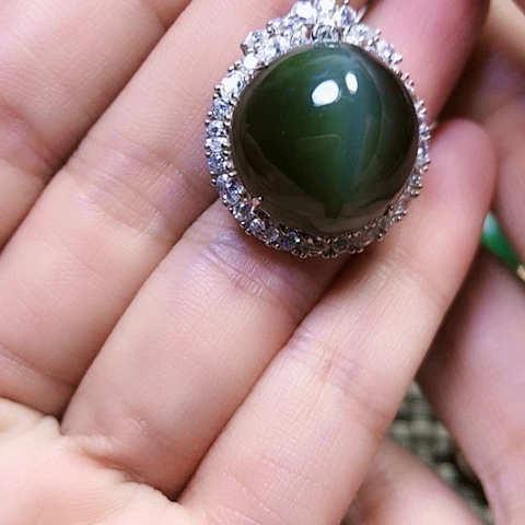 银S925镶嵌戒指和田玉