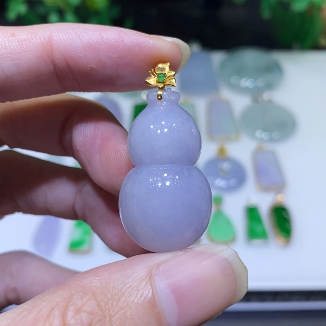 翡翠18K金镶嵌吊坠(不含链)