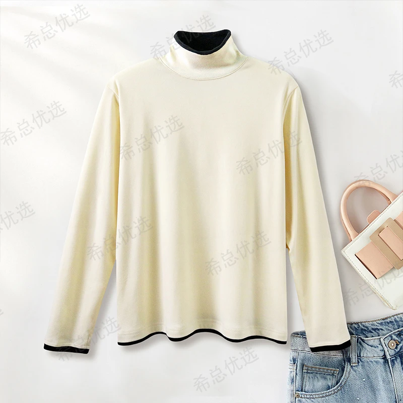 设计感显瘦百搭时尚休闲上衣2025春季新款打底衫上衣女拼接假两件