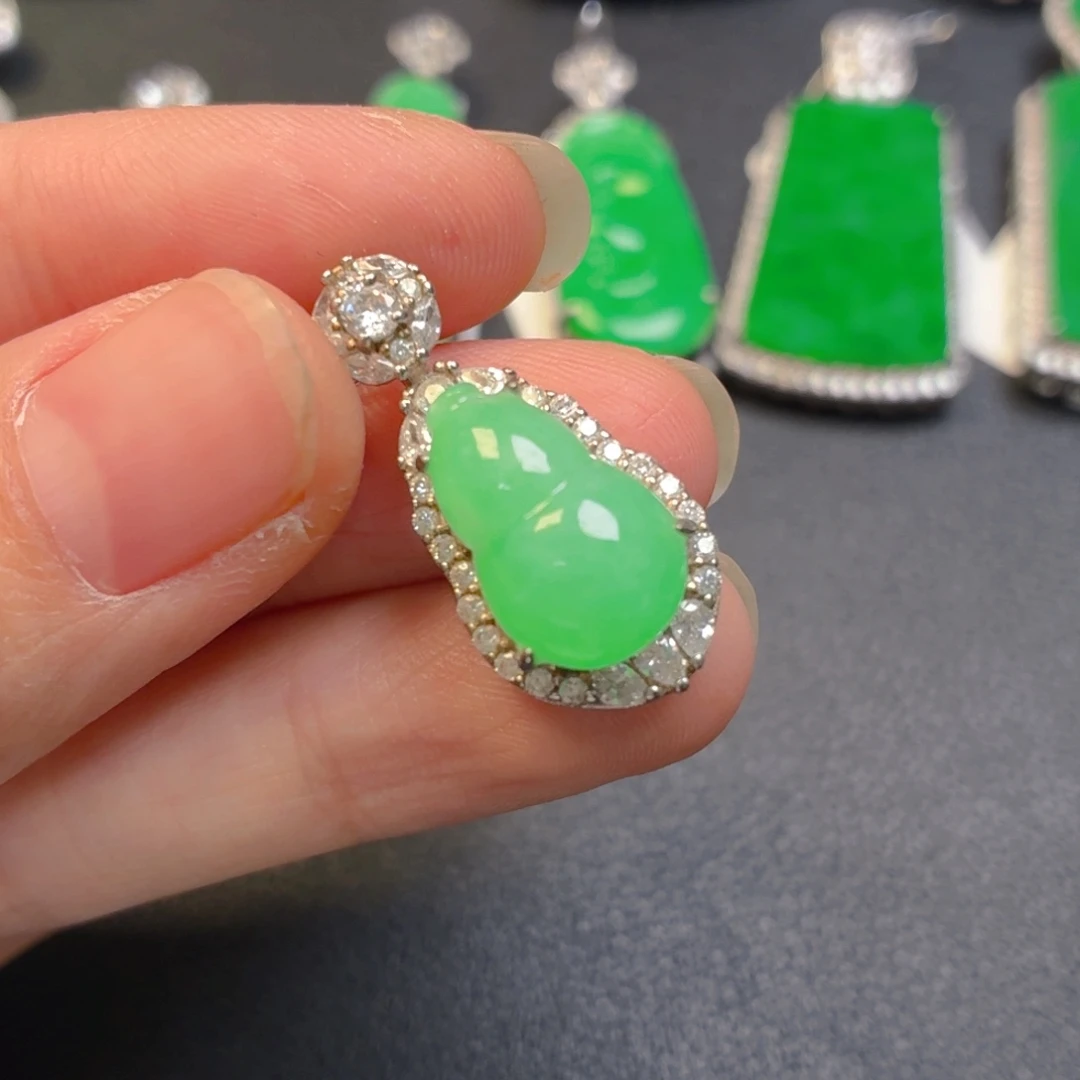 翡翠银S925镶嵌吊坠(不含链)