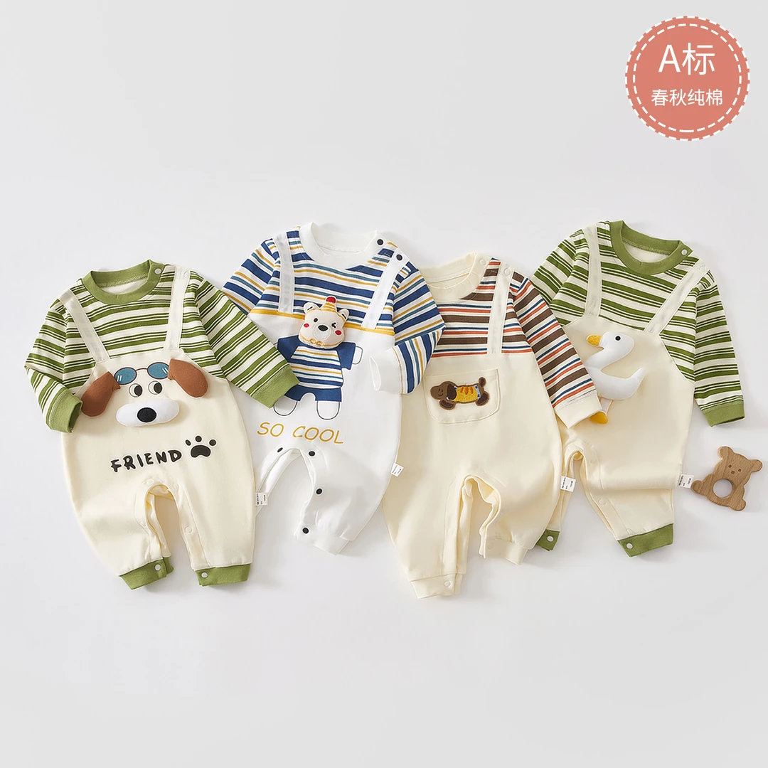 婴儿连体衣春秋纯棉新生儿衣服宝宝洋气套头哈衣超萌可爱婴儿衣服