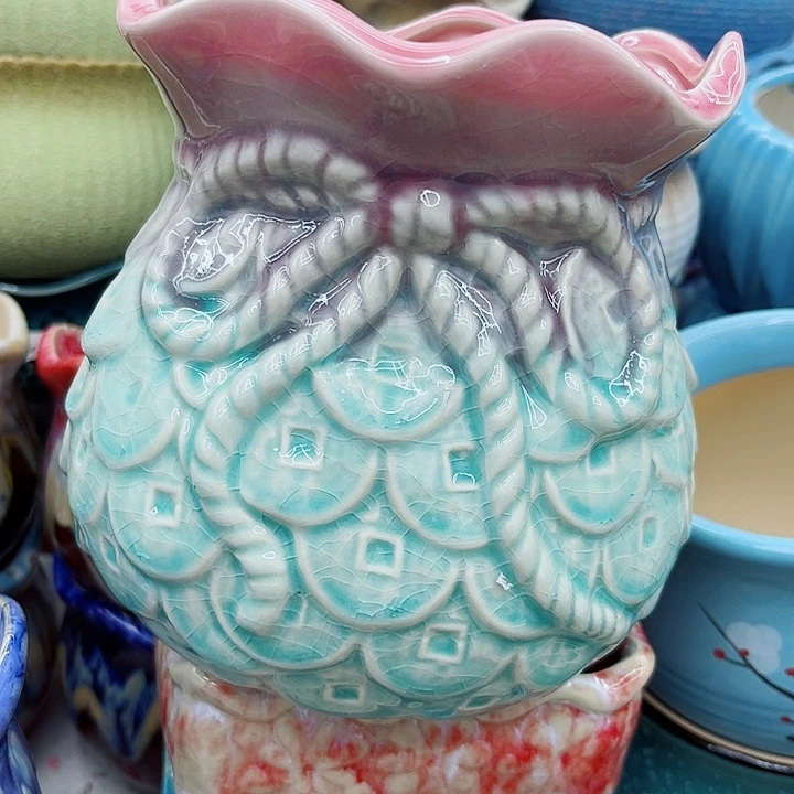 多肉绿植陶瓷花盆9.9包邮，有孔