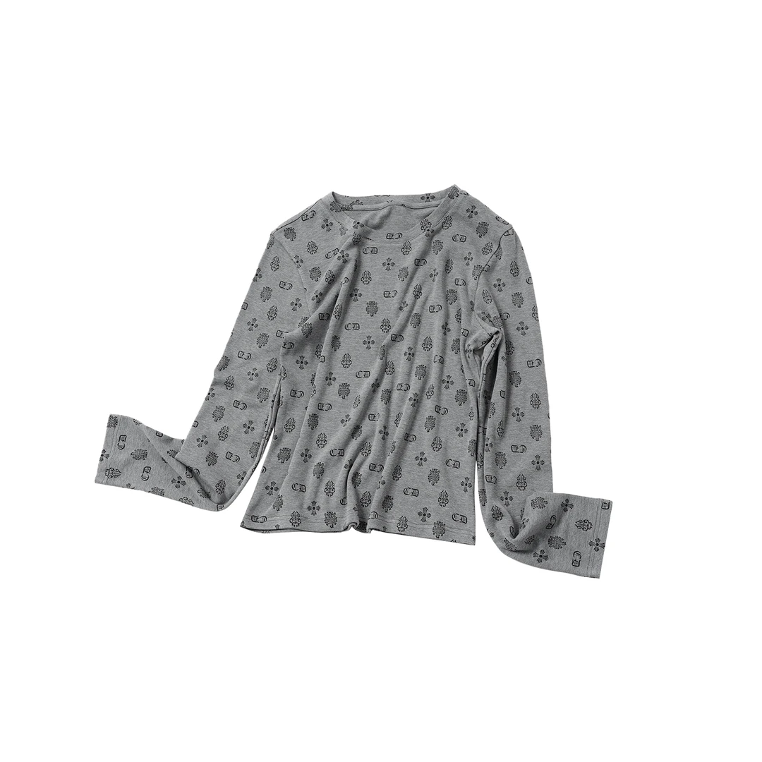 【满印圆领修身长袖】YSCX5A046高级感轻奢潮牌舒适百搭打底修身T恤