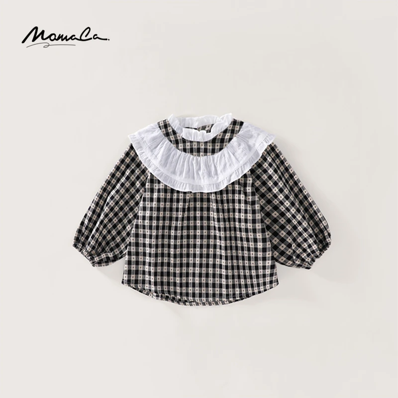 MOMOCO秋季新款女童格子经典时尚百搭可爱衬衫75730236017